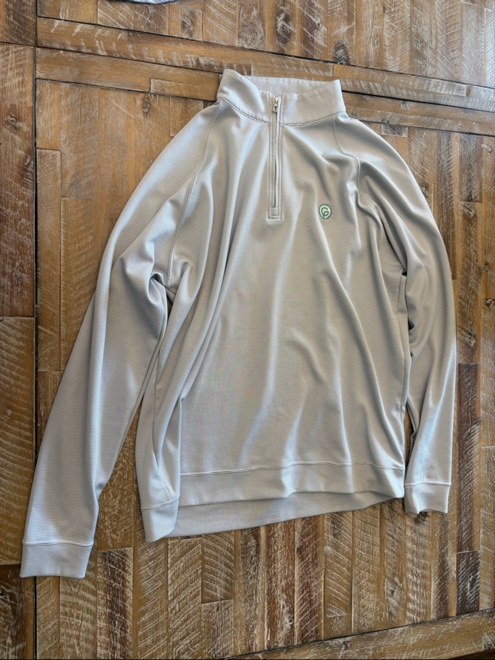 Holderness and Bourne Men’s Grey and White Striped Pullover